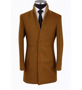 Plus Scorpion Erkek Uzun Kaşe Kaban – İtalyan Kesim Slim Fit Şık Model (Taba)