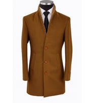 Plus Scorpion Erkek Uzun Kaşe Kaban – İtalyan Kesim Slim Fit Şık Model (Taba)