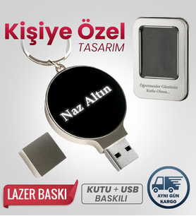 Kişiye Özel 32 GB Rubber Işıklı Usb Bellek Hediyelik Usb Flash Bellek Şık + Metal Kutulu