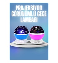 Mey İthalat® Renkli Yıldızlı Gökyüzü Projeksiyon Gece Lambası Pilli ve USB Kablolu