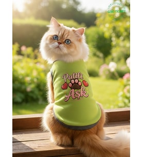 Patili Aşk Desenli Kedi ve Köpek Kıyafeti–Sevimli Evcil Hayvan Tişörtü Elbisesi , Farklı Renk (Yeşil)