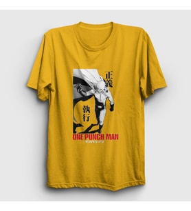 Presmono Unisex Sarı Caped Anime One Punch Man T-Shirt 240427tt