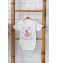 Pia Baby Premium %100 Pamuk İsme Özel Organik Baskılı Çıtçıtlı Bebek Body Zıbın Modelleri 5014-16 (Ekru)