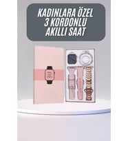 Akıllı Saat 3 Kordonlu Ve Aksesuarlı Bayanlar Için Şık Rose renk