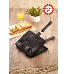 Döküm Tost Makinesi 26x20 cm, Maxi Boy, Ocak Üstü El Tost Tavası