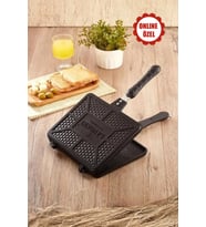 Döküm Tost Makinesi 26x20 cm, Maxi Boy, Ocak Üstü El Tost Tavası