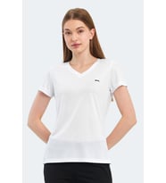 Slazenger RIVE Kadın V Yaka Beyaz Tişört