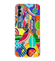 PrintiFy Tecno Spark 7 Pro ile Uyumlu 1mm Slim Fit Retro Renkler 6 Baskılı Şeffaf  Kılıf