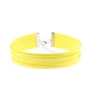 Sarı Renk Süet Kadın Choker Kolye (Siyah)