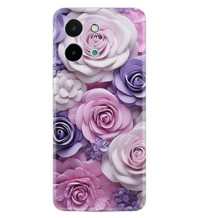 Vivo Y28 Kılıf Boutique Baskılı Resimli Mor Güller Pcode -029