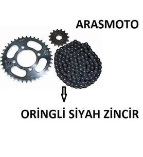 Bajaj Discover 150 F- 150 S Oringli Zincir Dişli Seti Kaliteli (Siyah Zincir) Arasmoto