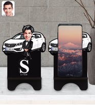 BK Gift Kişiye Özel Plakalı Erkek Kia Sportage Karikatürlü Ahşap Biblo Telefon Standı-2