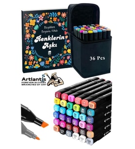 36 Adet Çift Taraflı Marker Kalem Çantalı 1 Paket 36 Renk Touch Markör Renklerin Aşkı Mandala Büyüklere Boyama Kitabı