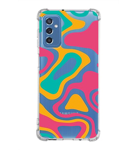 Samsung Galaxy M52  Köşe Korumalı Antişok Kapak Renkli Desen Tasarımlı Şeffaf Silikon Kılıf
