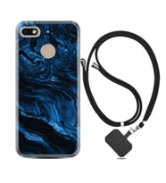 General Mobile GM8 Go GM9 GM20 Pro Plus Kılıf Boyun Askılı Silikon Blue MArble 1379