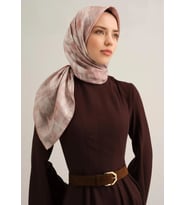 Armine Tivil İpek Eşarp 9339-82 Vizon Karışık Desen