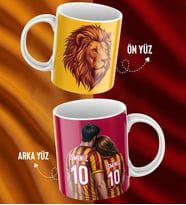 Çiftlere Özel İsim Ve Numara Baskılı Sarı Kırmızı Tasarımlı Kupa Bardak - Hediyelik
