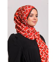 Geometrik Desen Modal Seri Şal Eşarp Askısı ile Birlikte 75x200 cm Kahverengi Ki