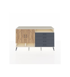 Kronos Konsol 5 Raflı 4 Çekmeceli 2 Kapaklı 176x59x99 Aytaşı-Çam/Antrasit