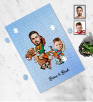 Kişiye Özel Babalar Günü Baba Erkek Çocuk Karikatürlü A4 99 Parça Puzzle Model-5