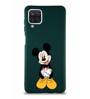 Samsung Galaxy A12 Soft Premier Kapak Mickey Mouse-A Tasarımlı Silikon Kılıf - Yeşil (Şeffaf)