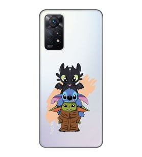 Redmi Note 12 Pro 4G Uyumlu Sevimli Baby Yoda ve Stitch Desenli Şeffaf Telefon Kılıfı