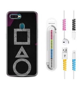 Oppo A5S A15 A16 A54 A55 A73 A74 Kılıf Kablo Koruma Spiral Silikon Game Begin 1799