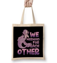 Cute We Mermaid For Each Other Romantic Pun Bez Çanta Uzun Saplı