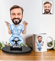 Kişiye Özel Diş Doktoru Tasarımlı Karikatür Biblo Ve Kupa Hediye Seti 86