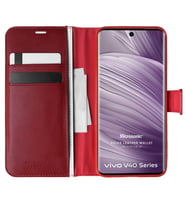 Microsonic Vivo V40 5G Kılıf Delux Leather Wallet Kırmızı (Kırmızı)