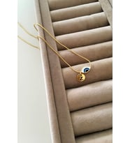 Gold Ince Italyan Zincir Göz Uçlu Harf Detaylı Kolye
