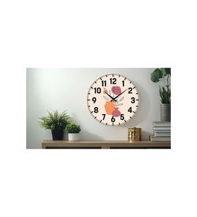 Dekoratif Türkçe Rakamlı UV Baskılı Duvar Saati (Sessiz) Akar Mekanizma 40CM Metal Akrep Yelkovan