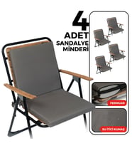 XPERMATE 4'lü Arkalıklı Sandalye Minderi Fermuarlı 40x40 Sırtlıklı Sandalye Minderi Bağcıklı (Antrasit)