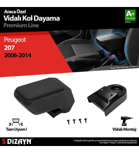 Drs Tuning Peugeot 207 Uyumlu ABS Vidalı Kol Dayama Kolçak Siyah 2006-2014 A+Kalite Parça