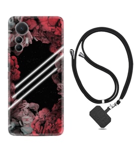 Xiaomi 12 Lite Kılıf Silikon Boyun Askılı İpli Desenli Silikon Flowers Line 1732