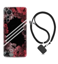 Xiaomi 12 Lite Kılıf Silikon Boyun Askılı İpli Desenli Silikon Flowers Line 1732
