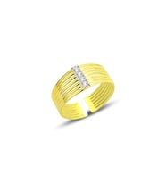 Gümüş altın yaldızlı zirkon taşlı modern tasarımlı ayarlamalı yüzük SGTL12688GOLD (Altın Rengi)