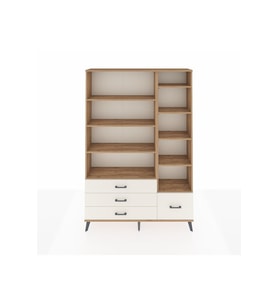 Arges Dolap 9 Raflı 4 Çekmeceli  132x30x195 Çam-Çam/Aytaşı