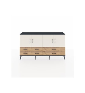 Arges Konsol 6 Raflı 6 Çekmeceli 4 Kapaklı 176x30x99 Antrasit-Aytaşı/Çam