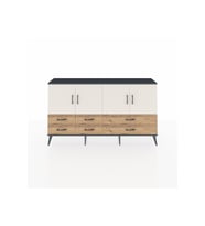 Arges Konsol 6 Raflı 6 Çekmeceli 4 Kapaklı 176x30x99 Antrasit-Aytaşı/Çam