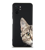 Xiaomi Redmi Note 10 Uyumlu Lansman Kılıf Catface Tasarımlı İçi Kadife Kapak-Siyah (Şeffaf)