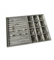 Berlin Model Süet Kumaş Gri Renk 24/34 Cm Sosisli- Bölmeli Takı Sergileme Standı