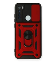 Mey İthalat® Redmi Note 8 Kılıf Pars Lens Yüzüklü Silikon - Kırmızı