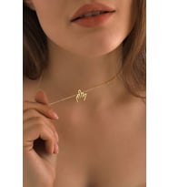 Kişiye Özel 925 Ayar Gümüş Orta Parmak Kolye (Gold)