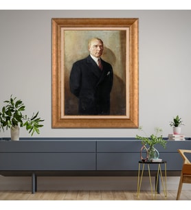 Altın Varaklı Çerçeveli Paspartulu Atatürk Tablo z4593 (Gold)
