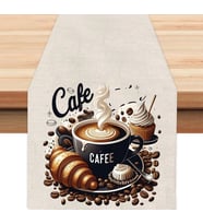 Cafe Love Tasarımlı Runner, Runer, Masa Örtüsü, Sofranıza Zarafet Katın Runner (Krem)