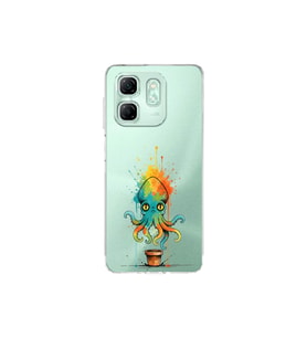 Infinix Hot 50i ile uyumlu Splash ahtapot tasarımlı şeffaf silikon kılıf