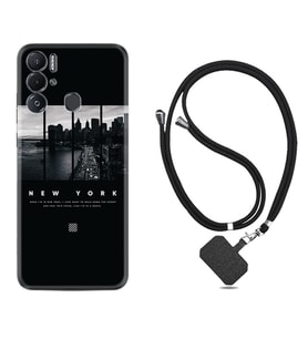 Tecno Pova Neo Kılıf Silikon Boyun Askılı İpli Desenli Silikon New York 1612