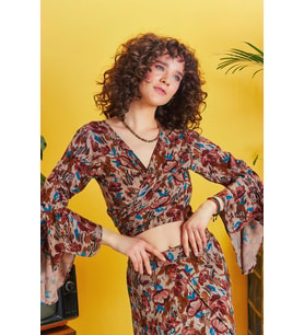 İspanyol Kol Crop Bluz