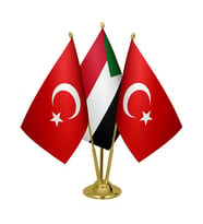 Masa Üstü Sudan Bayrağı Türk Bayrağı Üçlü Pirinç Direk Masa Bayrak Seti